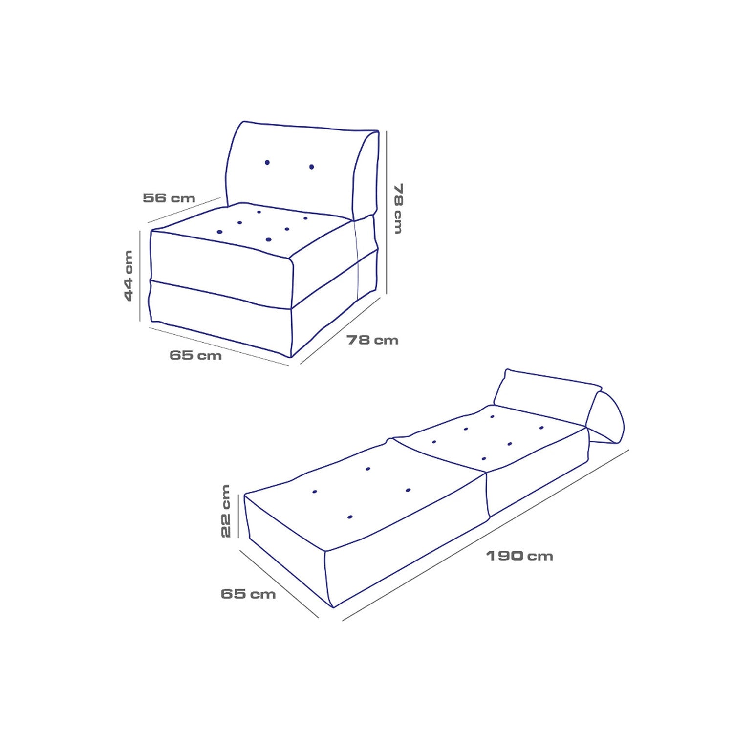 Mocca Tek Kişilik Katlanır Yatak Uzanma Koltuğu Bej
