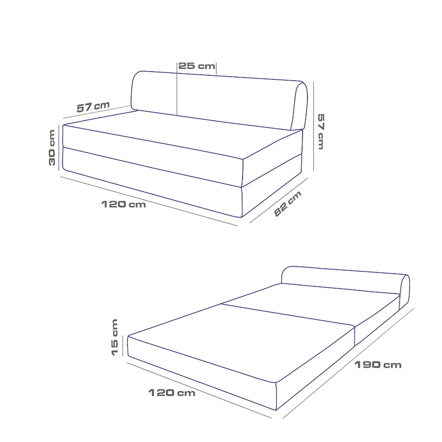 Magic Çift Kişilik Katlanır Yataklı Koltuk - Açık Gri