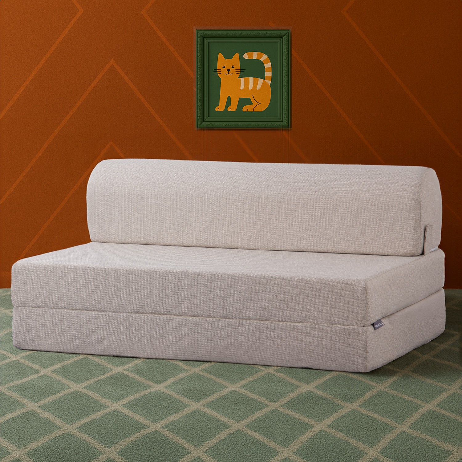 Magic Keten Görünümlü Katlanır Yataklı Koltuk Çift Kişilik Bej