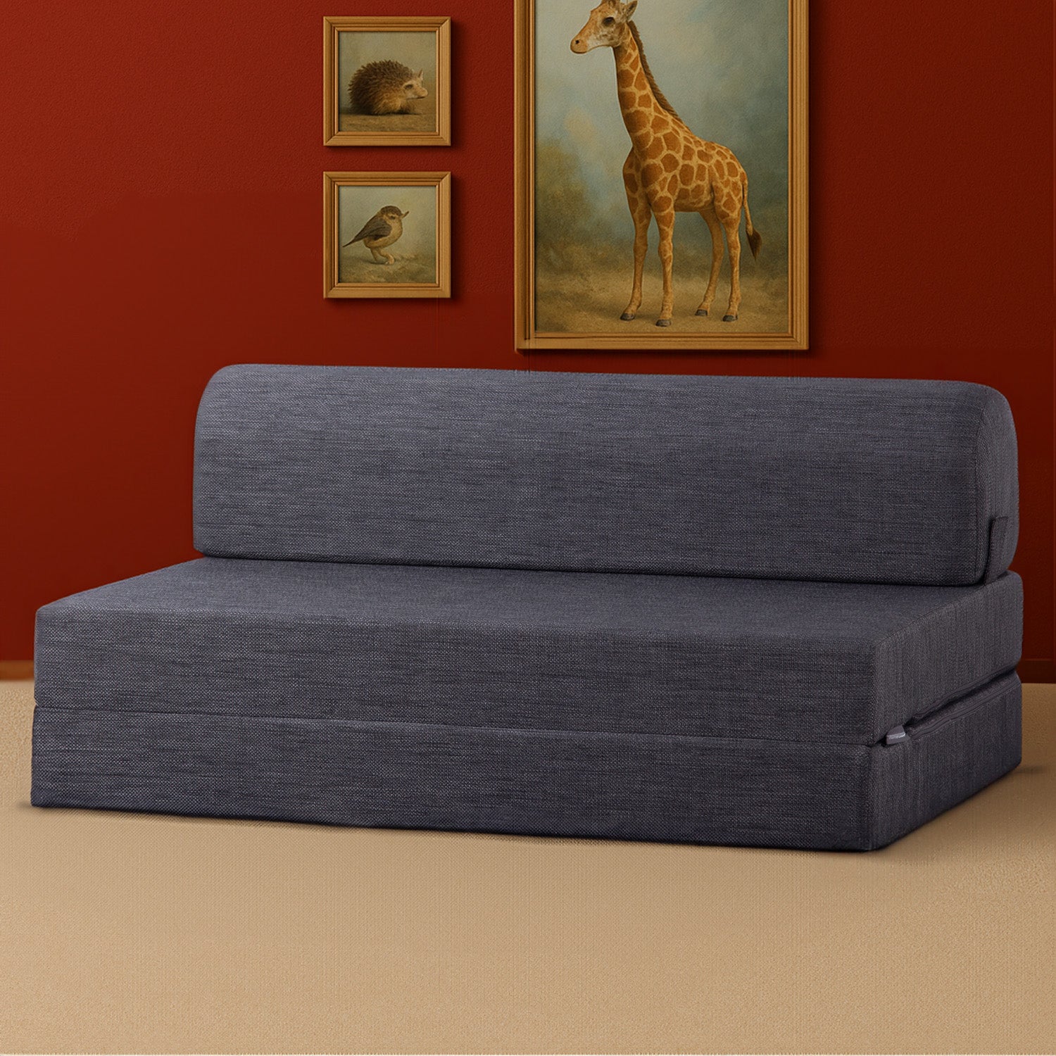 Magic Keten Görünümlü Katlanır Yataklı Koltuk Çift Kişilik Antrasit