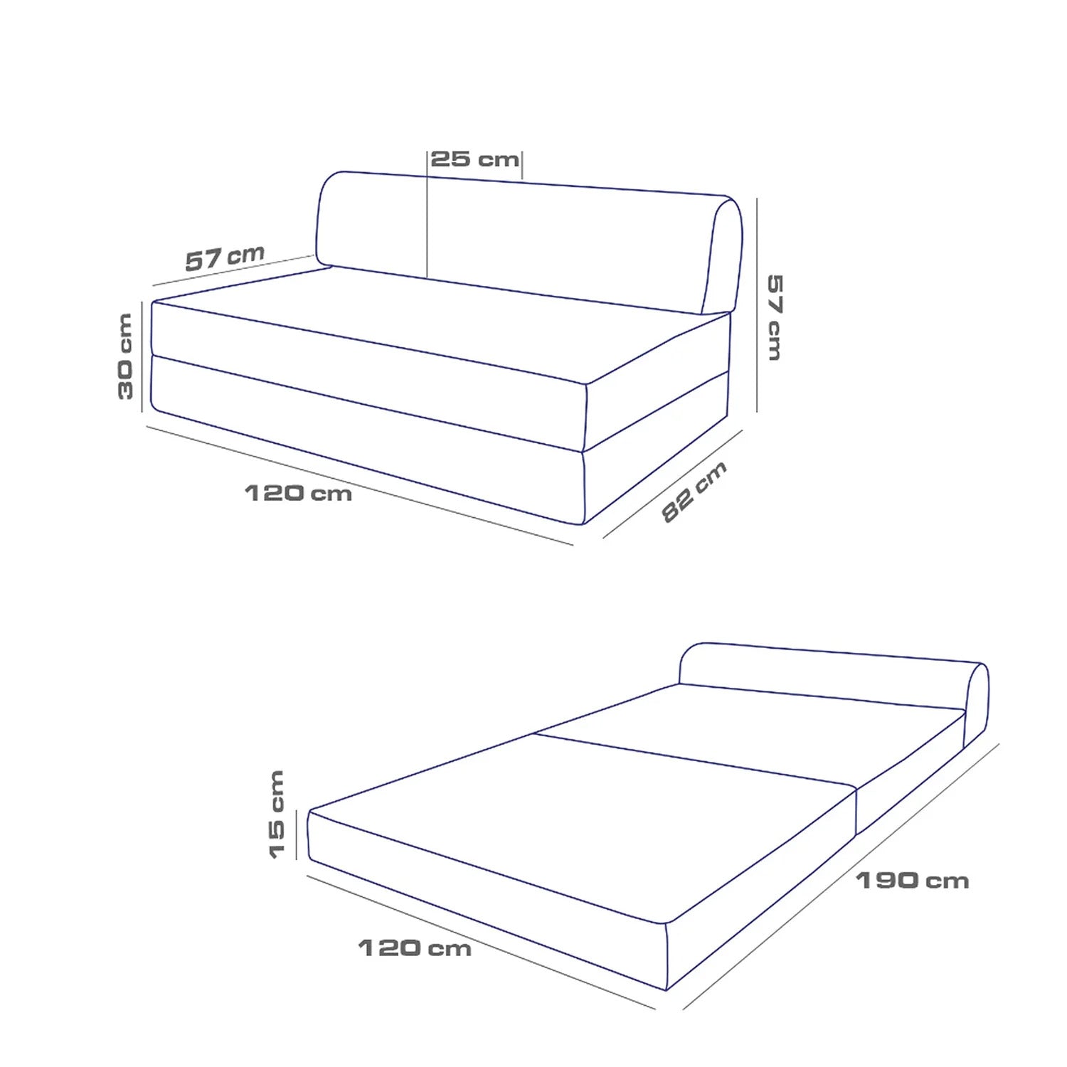 Magic Keten Görünümlü Katlanır Yataklı Koltuk Çift Kişilik Antrasit