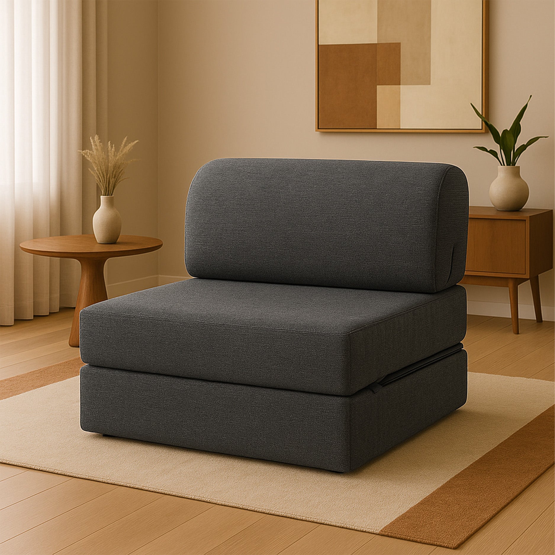 Magic Keten Katlanır Yataklı Koltuk Tek Kişilik Antrasit