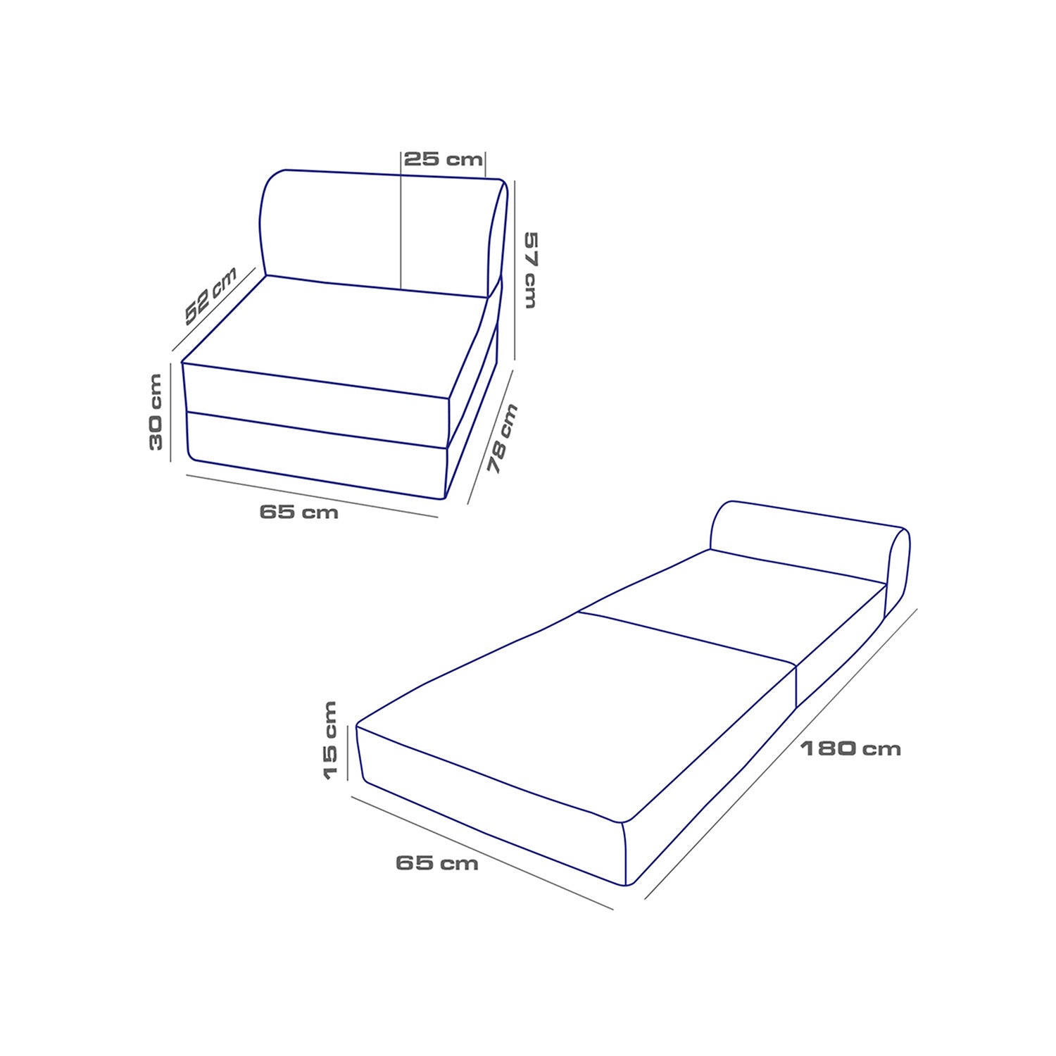 Magic Katlanır Yataklı Koltuk Tek Kişilik - Açık Gri