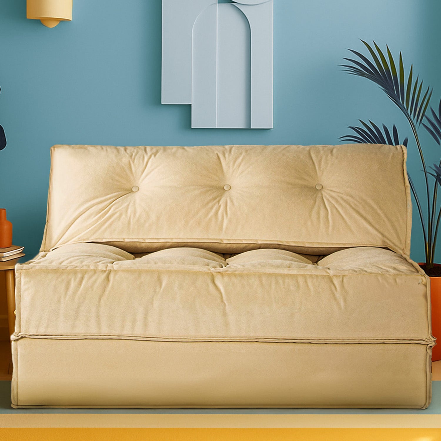 Mocca Çift Kişilik Katlanır Yatak Uzanma Koltuğu Bej