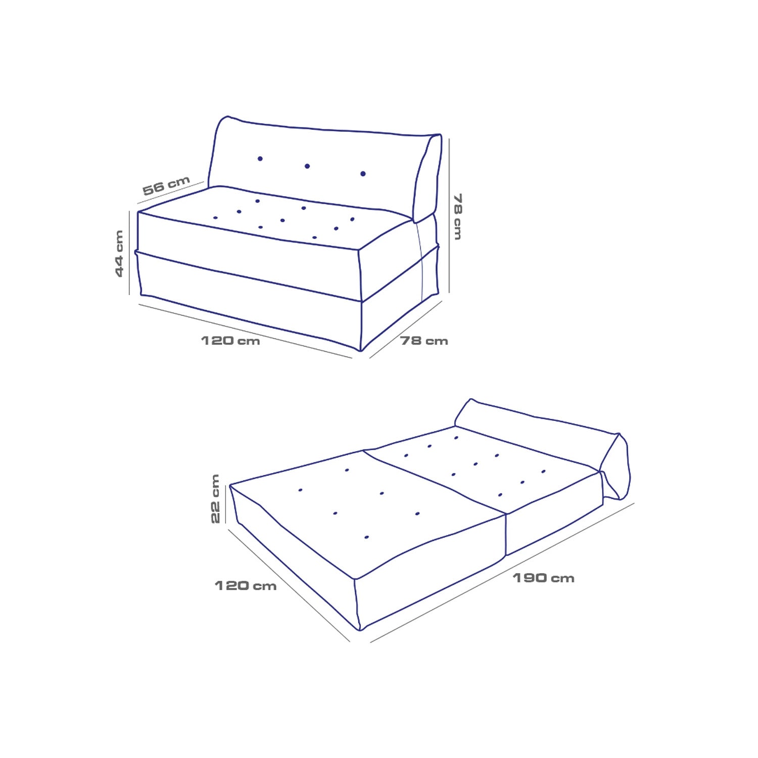 Mocca Çift Kişilik Katlanır Yatak Uzanma Koltuğu Bej