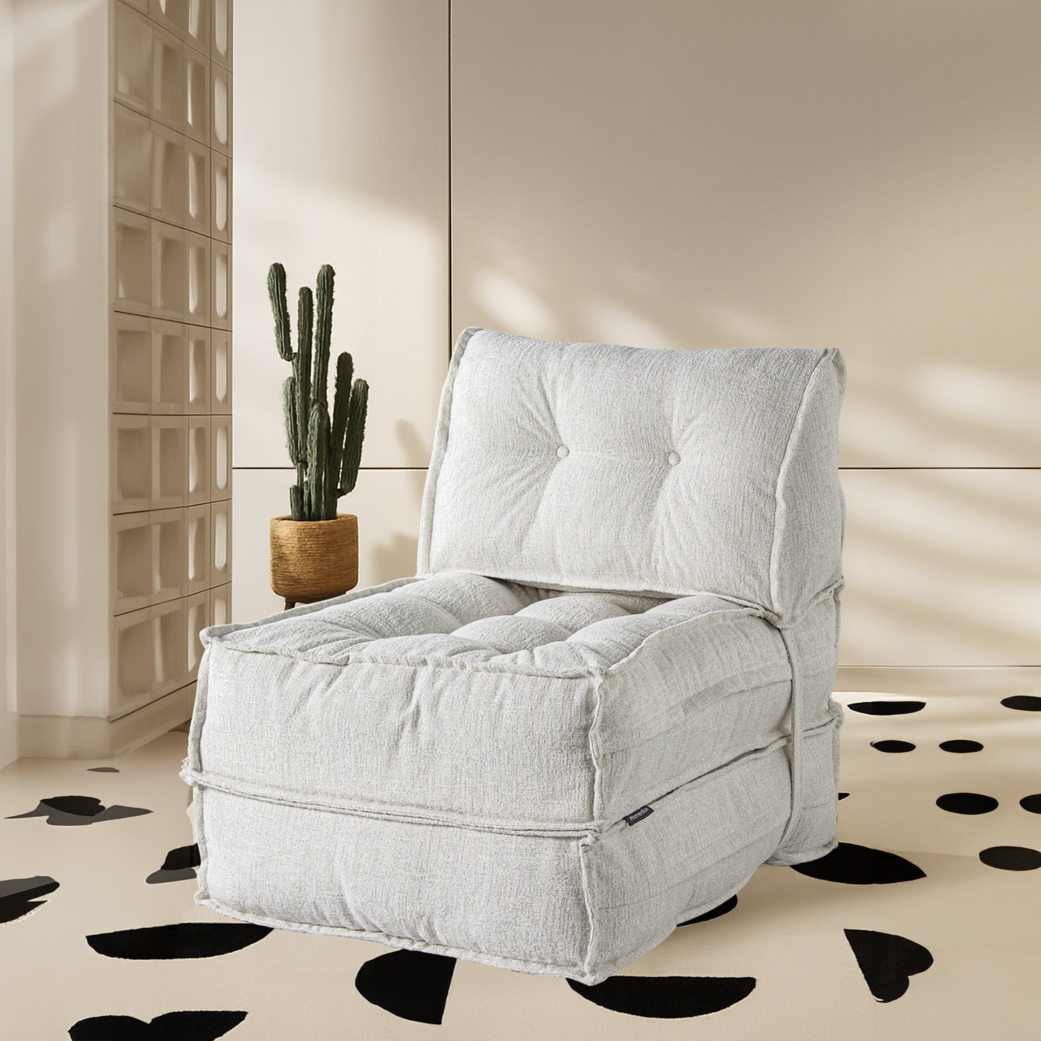 Mocca Buklet Dekoratif Yataklı Koltuk Tek Kişilik Beyaz