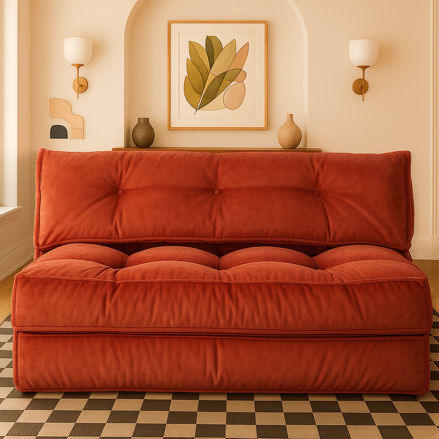 Mocca Çift Kişilik Katlanır Yatak Uzanma Koltuğu Kiremit