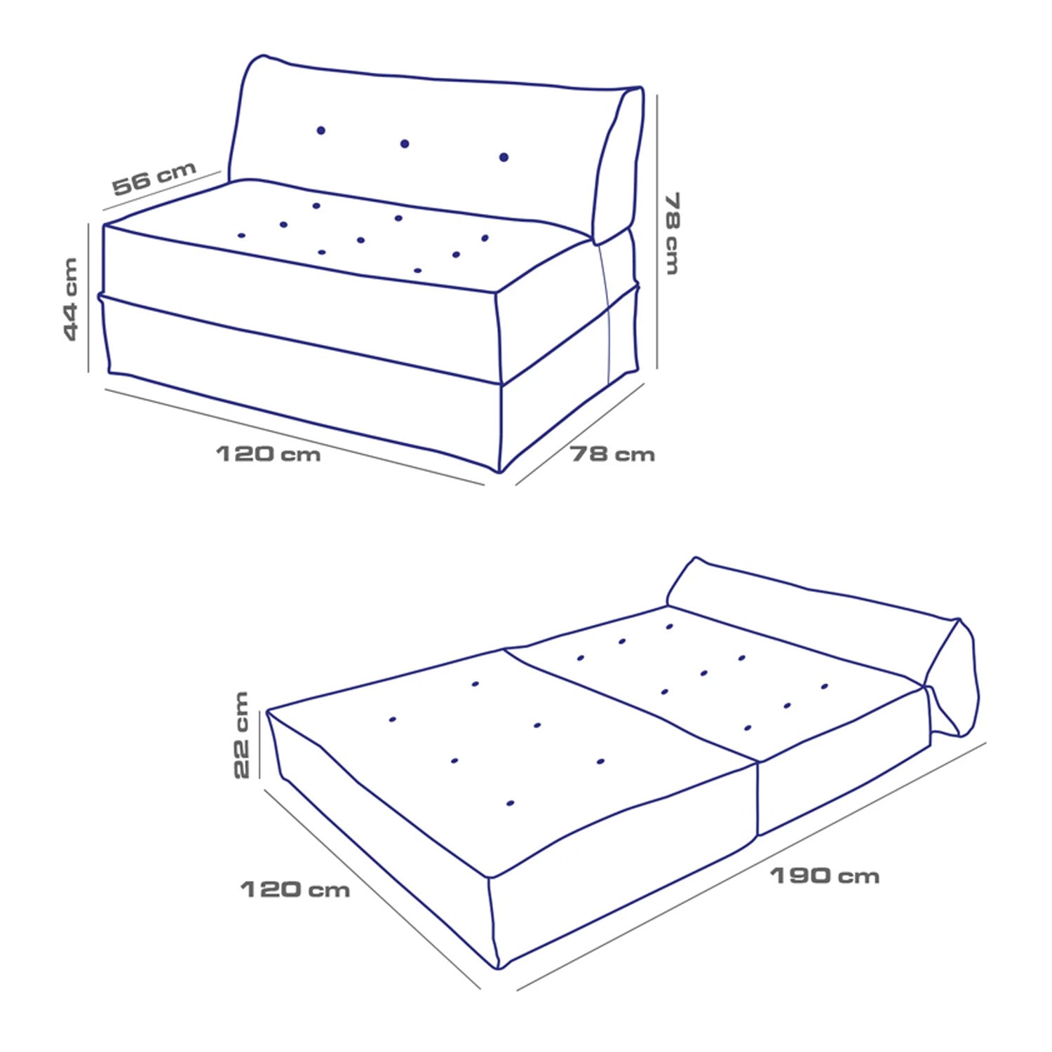 Mocca Çift Kişilik Katlanır Yatak Uzanma Koltuğu Kiremit
