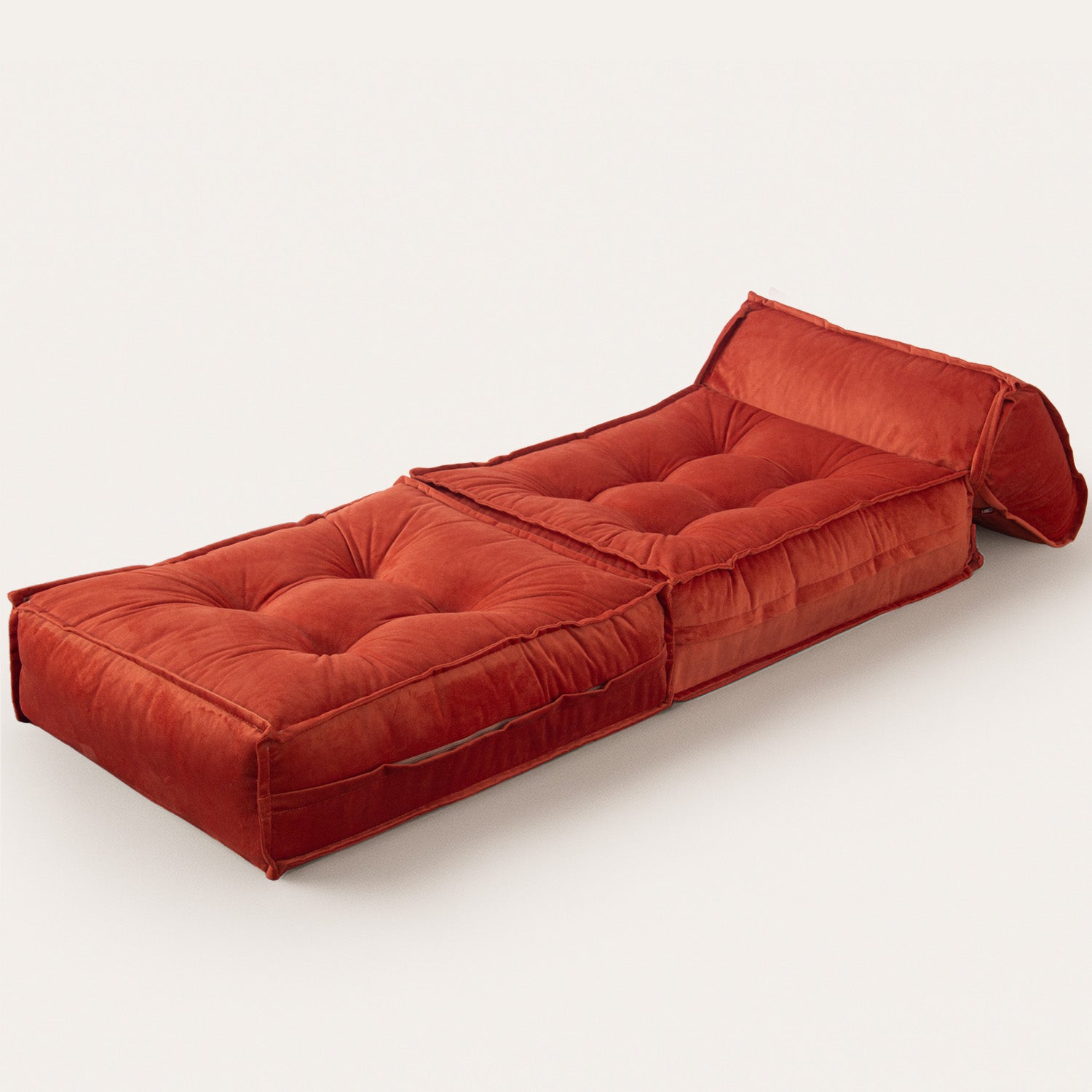 Mocca Tek Kişilik Katlanır Yatak Uzanma Koltuğu-Kiremit