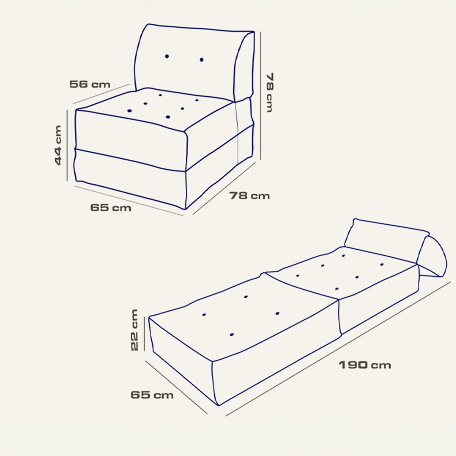Mocca Tek Kişilik Katlanır Yatak Uzanma Koltuğu-Kiremit