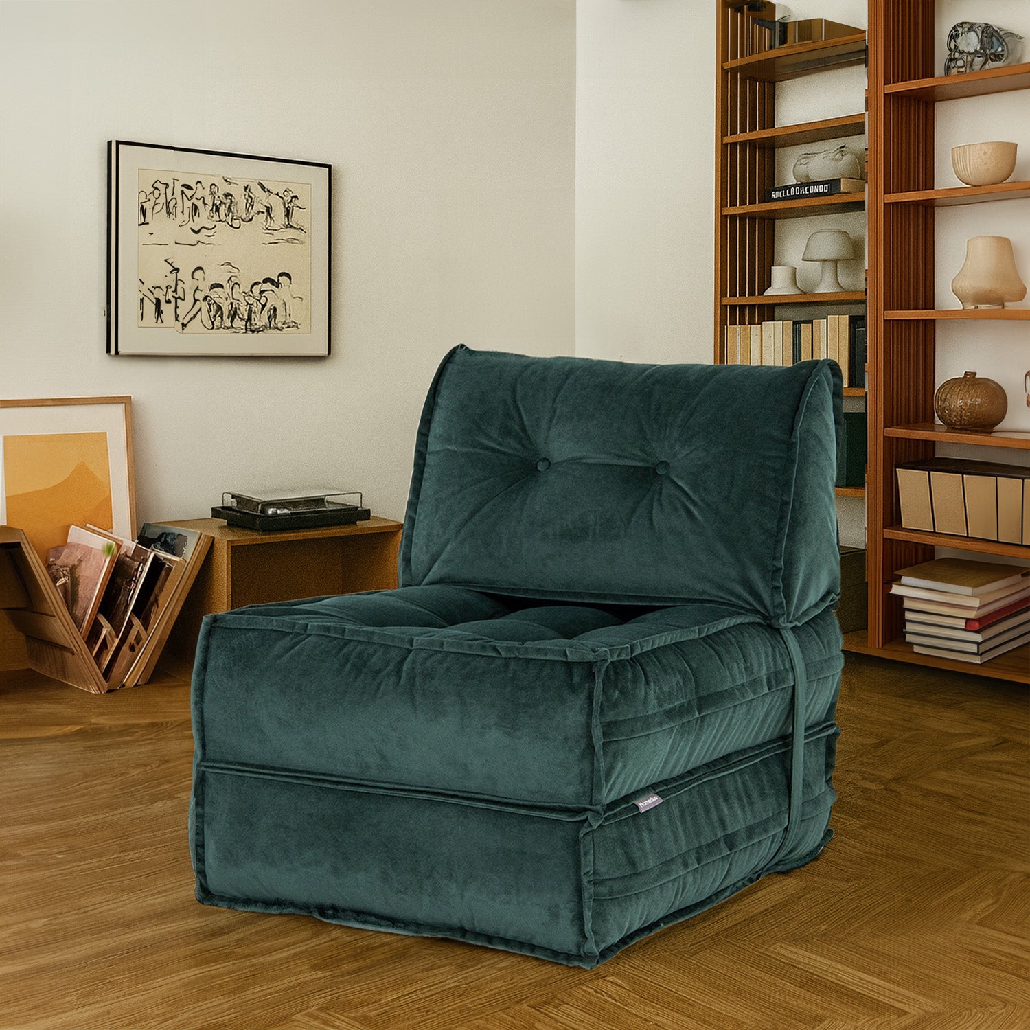 Mocca Tek Kişilik Katlanır Yatak Uzanma Koltuğu Petrol Yeşili