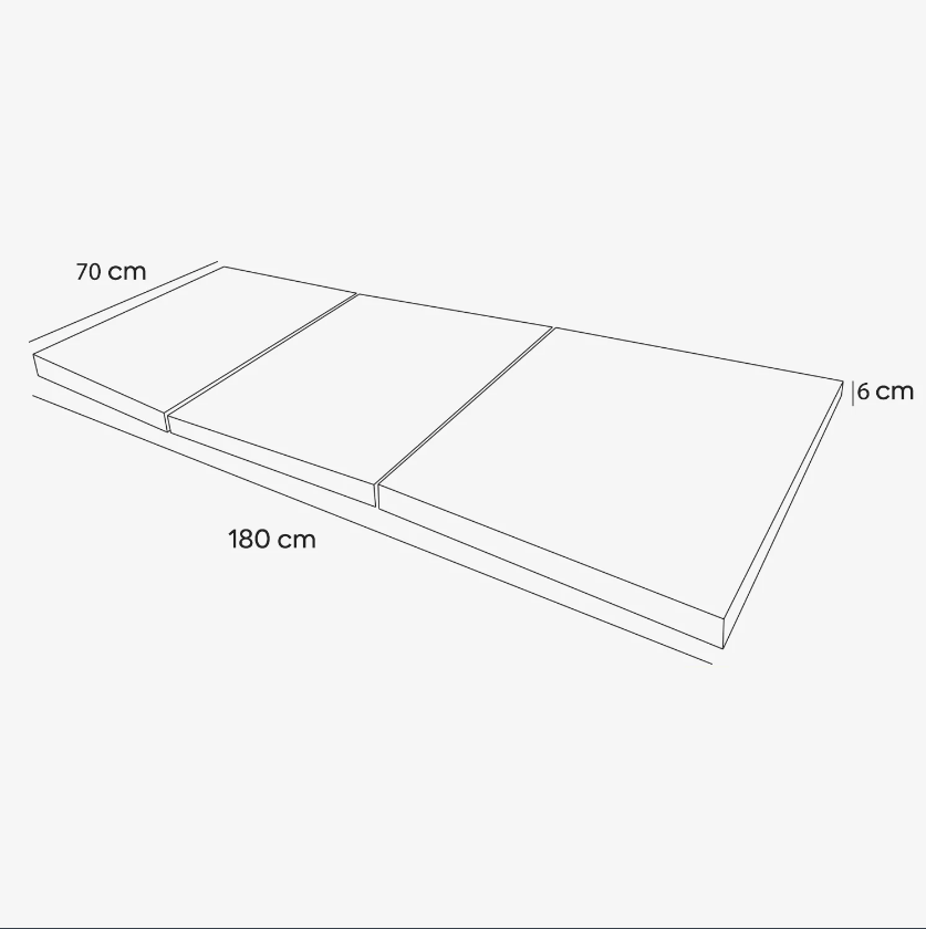 Asos Sünger 3 Kat Katlanır Yatak Katlanır Yer Yatağı Tek Kişilik Sünger Katlanır Minder Yatak 70x180x6 cm
