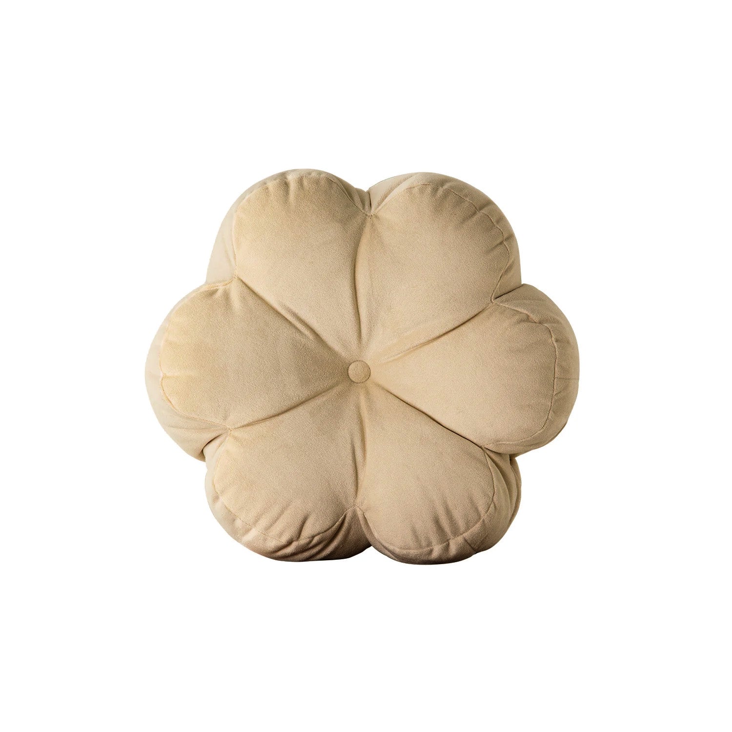 Dekoratif Kadife Papatya Kırlent Minder - Bej