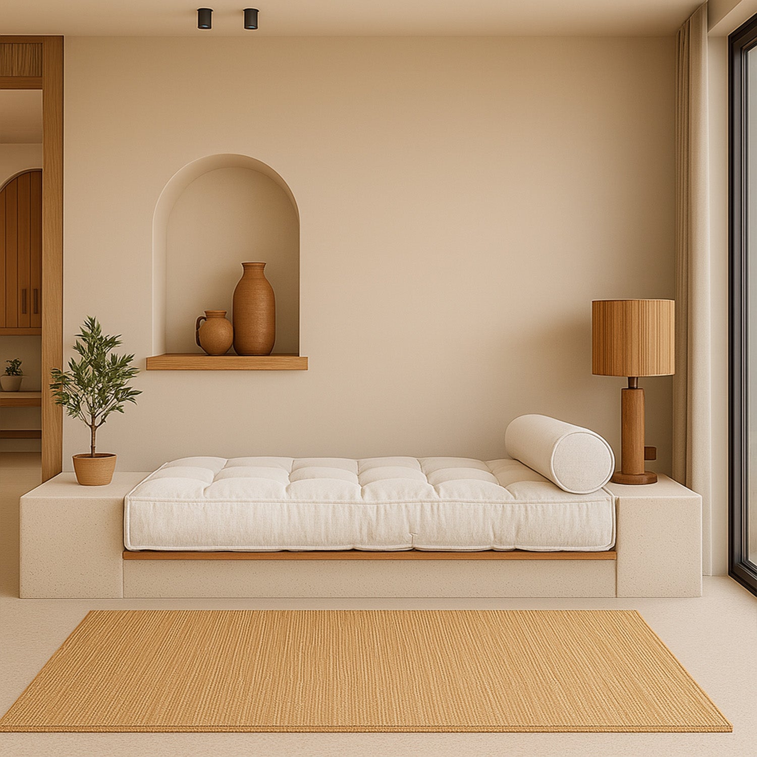 Sofa Buklet Kapitoneli Yer-Sedir Minderi - Beyaz