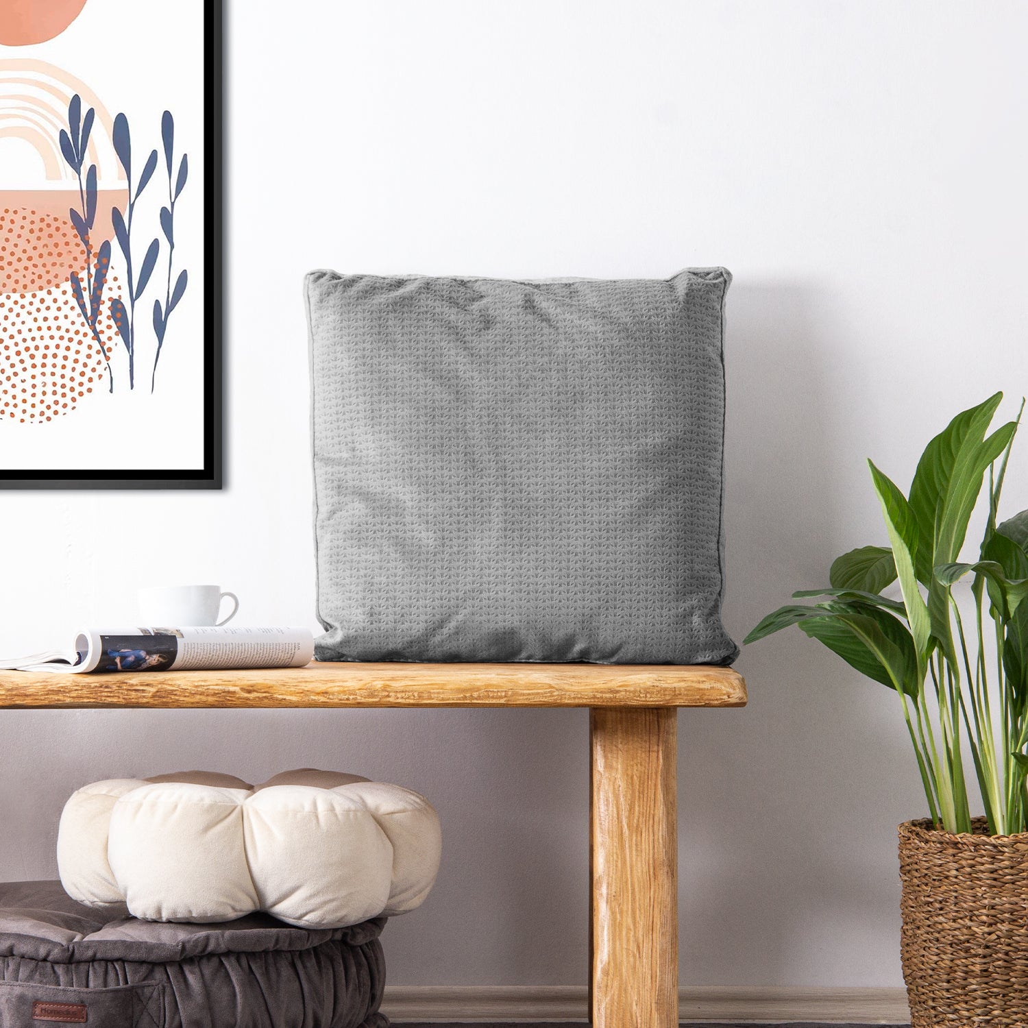 Dekoratif Kadife Klasik Kırlent 50x50 cm-Gri