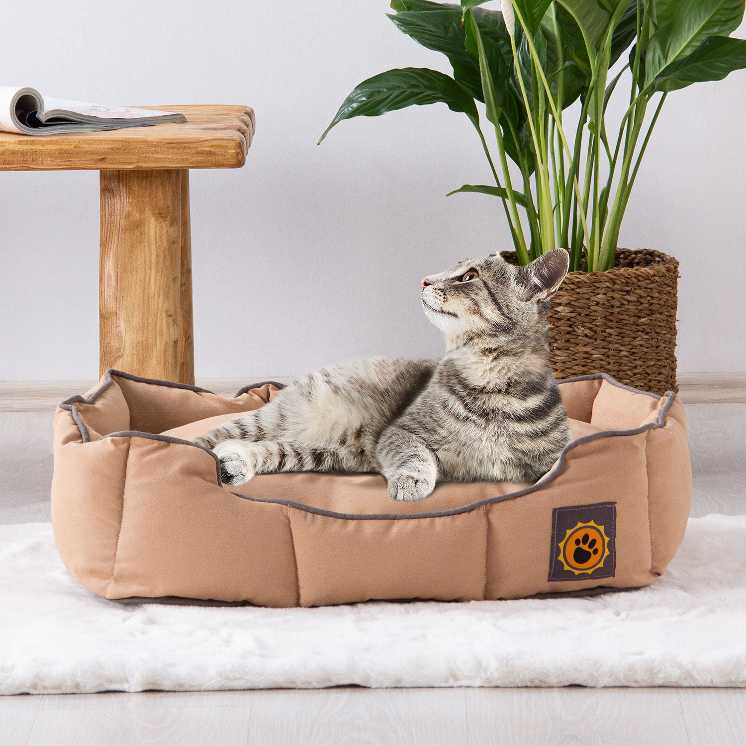 Maksim Kedi-Köpek Yatağı Suya Dayanıklı Yıkanabilir Sütlü Kahve-40x60 cm