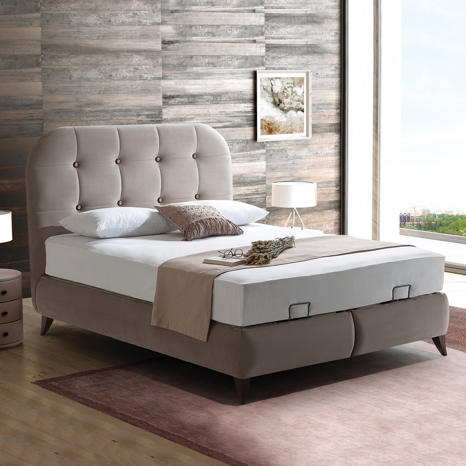 Retro Sandıklı Baza Krem  150x200 cm.